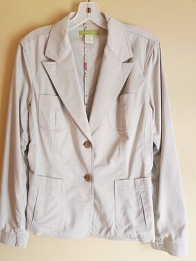 Sigrid Olsen Light Gray Tailored Cotton Blazer